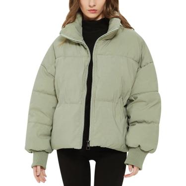 Imagem de Jaqueta Flygo Winter Cropped Puffer 2024 para mulheres verde