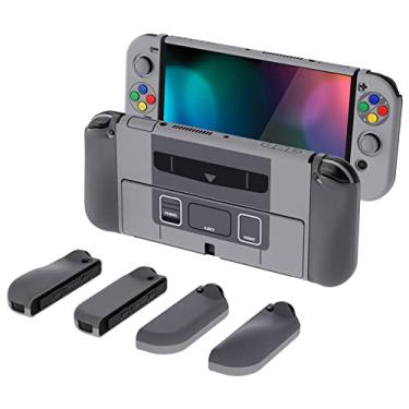 Imagem de PlayVital AlterGrips Protective Slim Case for Nintendo Switch OLED, Ergonomic Grip Cover for Joycon, Dockable Hard Shell for Switch OLED w/Thumb Grip Caps & Button Caps - SFC SNES Classic EU Style