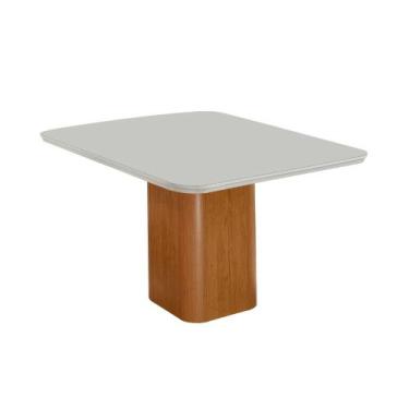 Imagem de Mesa de Jantar Eloise 90cm Tampo Mdf e Vidro Canto Copo Moderna Mobíli