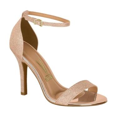 Imagem de Sandália Feminina Salto Fino Metal Ouro Rosado Vizzano 6249.452