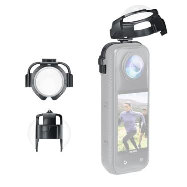 Imagem de YicDofu Protetor de lente compatível com Insta360 X5, capa protetora de lente de vidro temperado óptico, tampa de lente transparente HD, design de encaixe duplo, resistente a arranhões, acessório 360