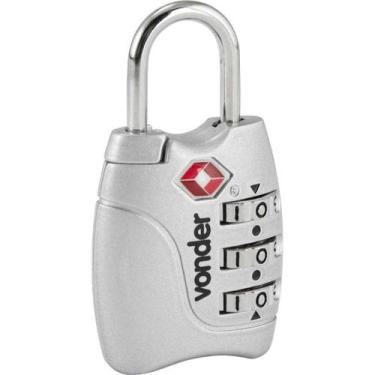Imagem de Cadeado com Segredo 3 Algarismo TSA Prata Vonder