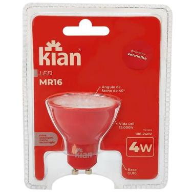 Imagem de Lâmpada Super Led Mr16 4W Bivolt Gu10 Cor Vermelho - KIAN