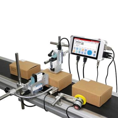Imagem de Phezer Máquina De Codificação Automática Jato Tinta On-Line 0,5 Pol./12,7 Mm Para Linha Produção, 23 Idiomas, Impressora Térmica Inteligente Dados Variáveis/Data/Logotipo/Código Barras/Imagem (Supor