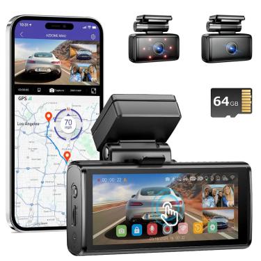 Imagem de Azdome M580 3 Câmeras Dash Cam 5K Câmera Veicular 64Gb Tela Touch Screen