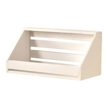 Imagem de ＫＬＫＣＭＳ Prateleira suspensa de madeira fácil de instalar, prateleira flutuante decorativa para montagem em parede para banheiro, sala de aula, inauguração de, Branco