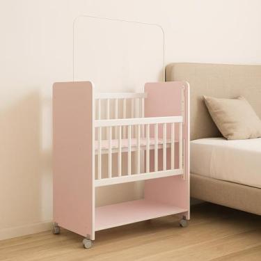 Imagem de Mini Berço Bed Side Grade Móvel com Colchão - Cema Decor, Rosa