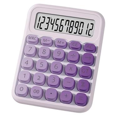 Imagem de Calculadora de interruptor mecânico com visor LCD grande de 10 dígitos, calculadora básica com almofada antiderrapante de botão grande, cálculo preciso para mesa de escritório, casa, escola - roxo