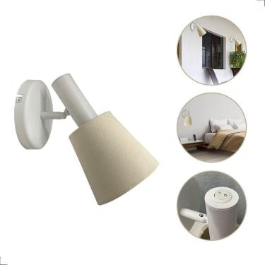 Imagem de Arandela Parede Moderna Torcia Articulável Cupula Tecido Cru