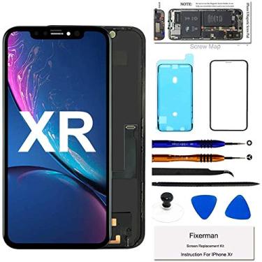 Imagem de Fixerman Tela de substituição para iPhone XR de 6,1 polegadas, tela LCD sensível ao toque digitalizadora com ferramentas de reparo, compatível com os modelos A1984, A2105, A2106, A2108