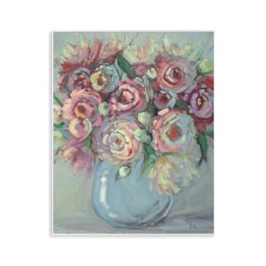 Imagem de Stupell Industries Design artístico de placa de parede de buquê de vaso azul peônia por Vanessa Piche, 35 x 28 cm