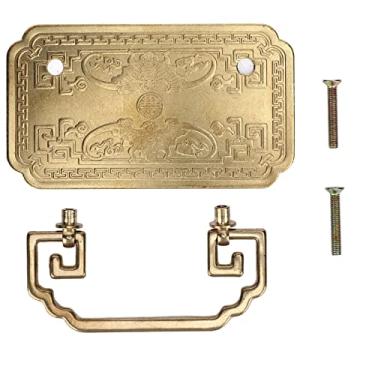 Imagem de Puxador de Gaveta de Latão Vintage Estilo retrô Chinês Antigo Com 2 Parafusos para Portas de Armário (Cor de latão)