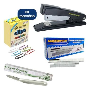 Imagem de Kit para Escritório com Grampeador Grampo Galvanizado Clips Extrator I