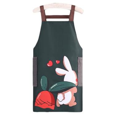 Imagem de Avental de cozinha ajustável à prova d'água para mulheres, avental de cozinha resistente a óleo com estampa de desenho animado fofo com toalha de mão avental durável