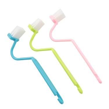 Imagem de Pro Bamboo Kitchen 6 peças de escova de vaso sanitário de plástico em forma de V, escova de limpeza de higiene com cabo curvado, 2 cm x 2 cm cada em rosa, verde, azul, usada para bordas de canto de