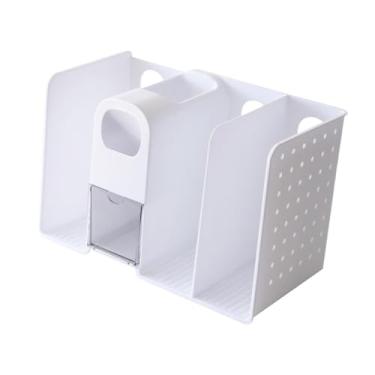 Imagem de IEUDNS Organizador de mesa, porta-livros, organização de escritório com gaveta, porta-revistas portátil, organizador de arquivos para escritório, mesa de, Branco