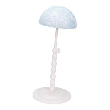 Imagem de predolo Suporte para perucas com altura ajustável, portátil, para mesa de viagem, resistente, cabeça de manequim para perucas e chapéus, estilização e, Azul