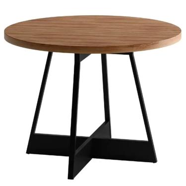 Imagem de Mesa Atria Redonda 100x100 Carraro Cor Preto Nogal