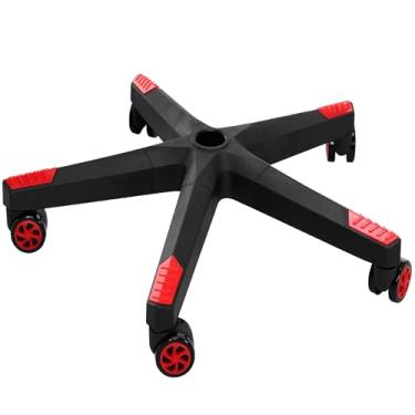 Imagem de Frassie Substituição de base de cadeira de jogos de nylon de 71 cm com 5 rodízios, peça de base de cadeira de escritório resistente (vermelha)