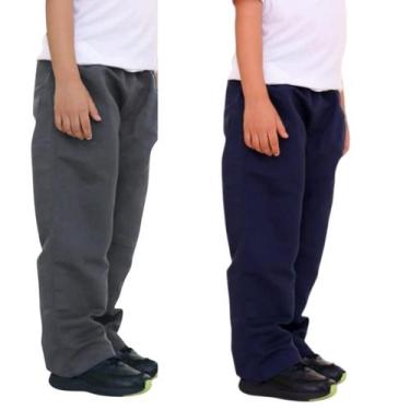 Imagem de Kit 2 Calças Tactel Infantil E Juvenil Lisa Uniforme Menino - Repeliqu