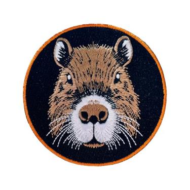 Imagem de Capybara Patch de passar a ferro de 8,89 cm - Aplique bordado - Apliques para crianças e meninos - Passar a ferro, aplique costurado para furos, roupas, jeans, chapéu, mochilas, roupas