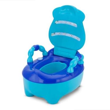 Imagem de Troninho Infantil Prime Baby com Música Fazenda Penico Educativo com Depósito Removível Antiderrapante e Alças Giratórias para Desfralde (Azul)
