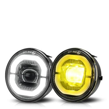 Imagem de CAFOPAR Luzes de neblina de duas cores com anel halo branco DRL adequado para Ta-coma 2005-2011/Tundra 2007-2013/Solara 2004-2006/Sequoia 2008-2015 Ideal para todas as condições climáticas, pacote com