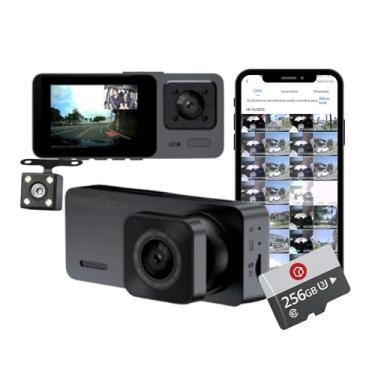 Imagem de Black Box GP3 - Câmera Veicular, Wifi, Tripla (Fronta + Interna + Traseira), Full HD (Cartão 256gb)