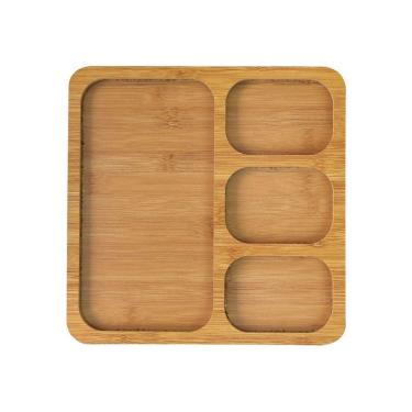 Imagem de Petisqueira Quadrada De Madeira Com 4 Divisórias 26x26cm