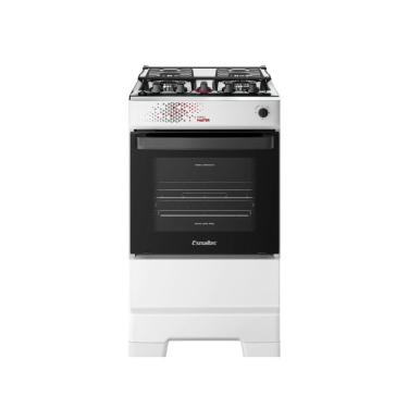 Imagem de Fogão Esmaltec 4 Bocas Ideal Master Mesa Inox Tampa De Vidro Forno 50 Litros Branco T4ITB Bivolt