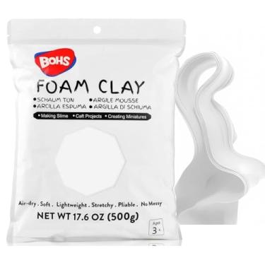 Imagem de BOHS White Foam Clay Lite - 500 Gramas, Macia, Sem Manchas, Sem Rachaduras - Massa de Modelar de Secagem ao Ar Livre para Espelho de Flores, Cosplay, Figuras, Slime