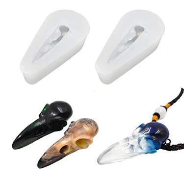 Imagem de Molde de silicone de caveira de corvo 3D tamanho minúsculo molde de cabeça de esqueleto de pássaro molde de corvo para fazer joias de Halloween resina epóxi arte fundição ferramentas de joias moldes