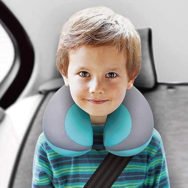 Imagem de Travesseiro de bebê para assento de carro infantil em formato de U travesseiro de pescoço para viagem infantil travesseiro azul