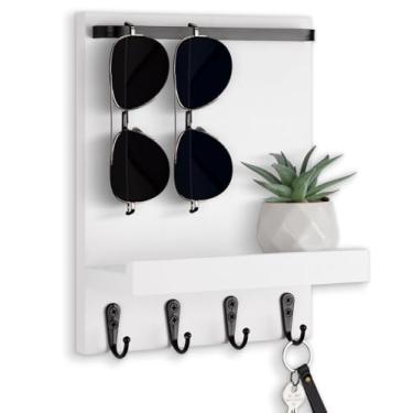 Imagem de Lucundm Suporte de parede, porta-chaves para parede com 4 ganchos, cabide de chave de fazenda para coleira de cachorro, óculos de sol - organizador de correspondência decorativo para decoração de casa