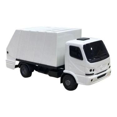 Imagem de Caminhão De Lixo Caçamba Basculante Com Pá Que Empurra a Reciclagem Li