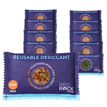 Imagem de BIRDROCK HOME Pacote de dessecante reutilizável de 100 g (pacote com 10) – Absorvedor de umidade de gel de sílica e pacotes de controle de umidade para eletrônicos, bolsas de câmera, cofre de armas