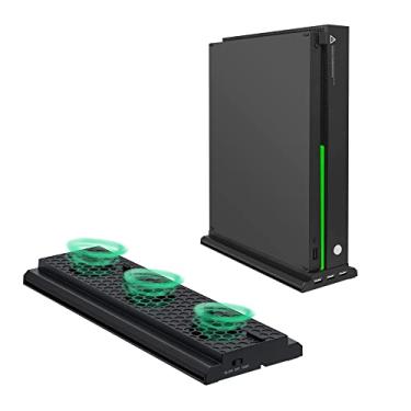 Imagem de Mcbazel Suporte de resfriamento vertical para Xbox One X, suporte de ventilador de resfriamento com 3 portas USB e barra de luz compatível apenas com console Xbox One X - preto