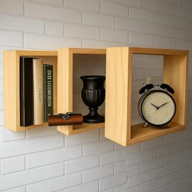 Imagem de Kit 3 Nichos Quadrados em Madeira Pinus – Suporte Decorativo de Parede | Decoração Moderna, Funcional e Elegante para Casa
