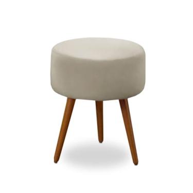 Imagem de Puff Redondo Estofado 45cm 3 Pés Palito Sala e Quarto (Bege)