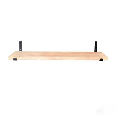 Imagem de Prateleiras GRANDE Industrial Com Mão Francesa De Ferro Invertida Nicho Decoração Rustica Moderna Para Sala Quarto Organiza Objetos Fácil De Instalar Prateleira Madeira(KIT 1 PRATELEIRA NATURAL 60CM)