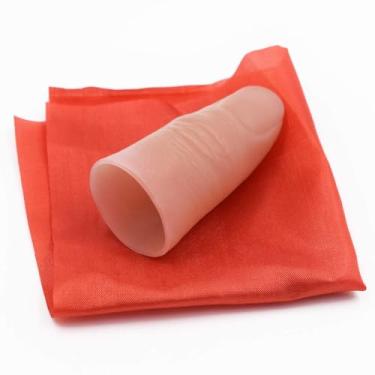 Imagem de OUERMAMA 3 conjuntos de pontas falsas de seda desaparecendo para o polegar Magic Trick Reality Mágico Finger Tip com adereços mágicos de seda vermelha