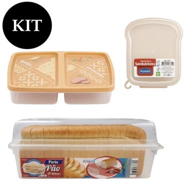 Imagem de Kit Porta Frios + Sanduicheira Misteira + Porta Pão de Forma Leve Mais Por Menos