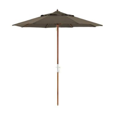 Imagem de Ombrelone Madeira 3m Poliéster Sombreiro Treviso Jardim Piscina Marrom