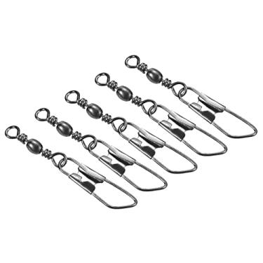 Imagem de Barril de pesca giratório com encaixe de segurança, 50 peças de aço carbono sólido anel terminal equipamento para pesca em água salgada em água doce, preto