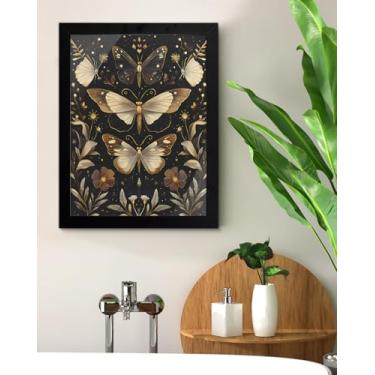 Imagem de Decoração de parede de borboleta estética impressão floral pôster gótico escuro Academia quadro emoldurado para decoração de parede de casa de fazenda 15 x 20 cm