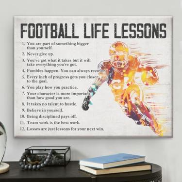 Imagem de Arte inspiradora de parede de futebol para decoração de casa de quarto, lições de vida de futebol em tela 20 x 25 cm