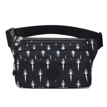 Imagem de Pochetes femininas modernas, bolsa de cintura de grande capacidade, bolsa de cinto, bolsa tiracolo portátil para celular, resistente à água, Dente-de-leão em um fundo preto, Mochila ajustável