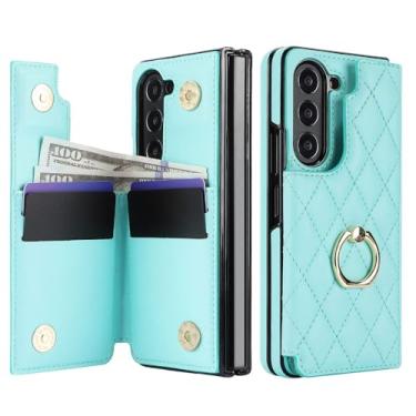 Imagem de Capa protetora com suporte e carteira de couro com porta-cartões para Samsung Galaxy Z Fold 7 6 5 4 Fold7 Fold6 Fold5, verde, para Galaxy Z Fold7