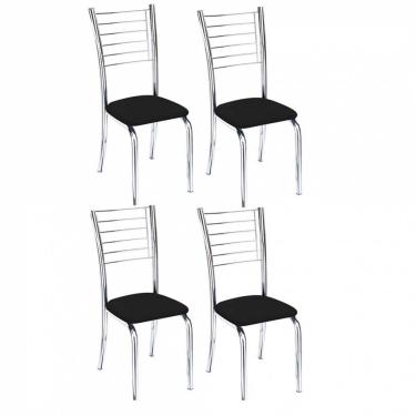 Imagem de Kit 4 Cadeiras Lara Cromada Para Cozinha Preto