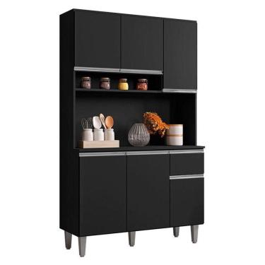 Imagem de Armário Para Cozinha Kit Márcia Preto Fosco - Ajl